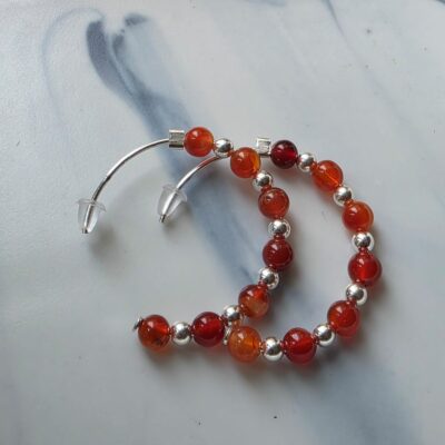 Autumn Carnelian Gemstone Hoops in Sterling Silver