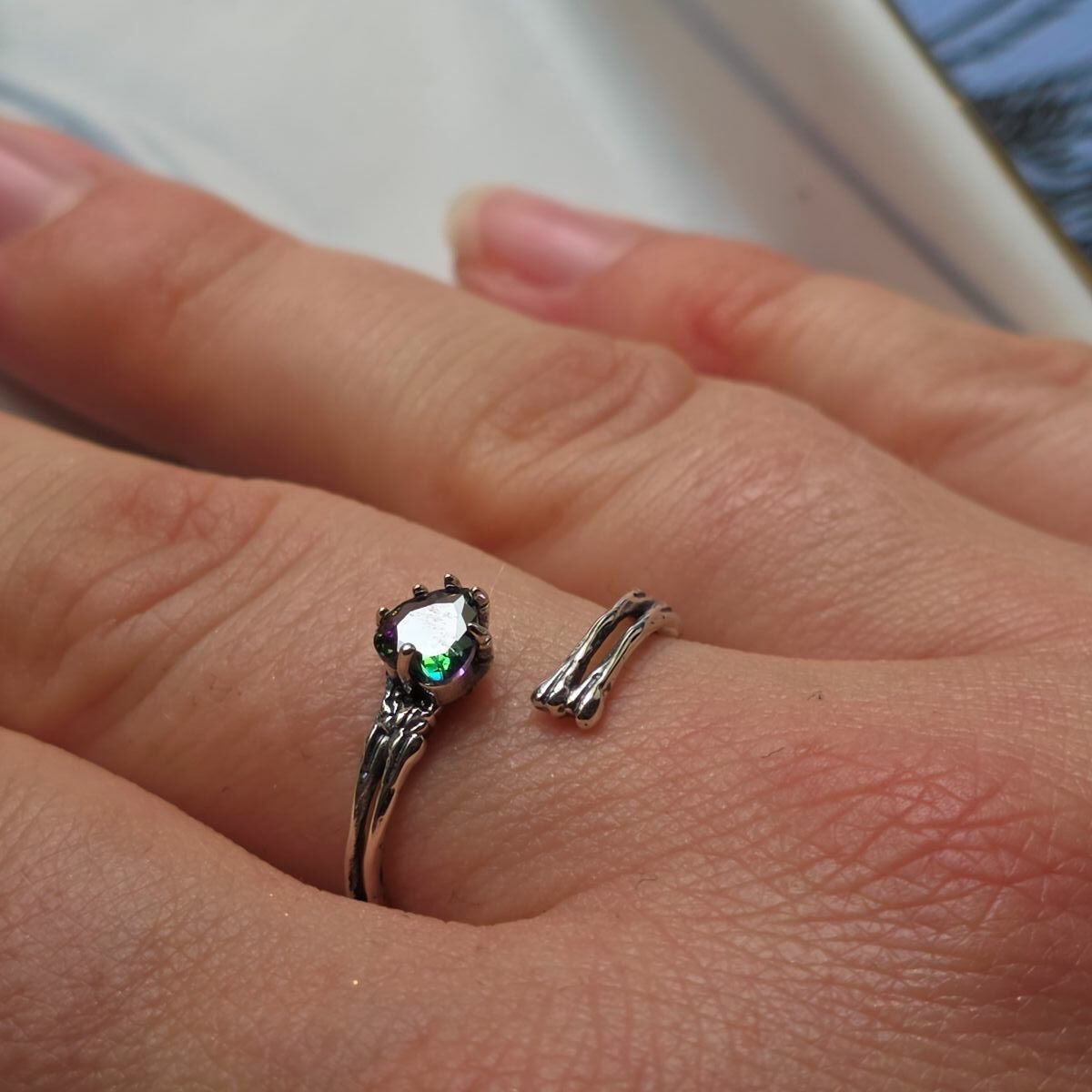 Dark Alchemy Open Adjustable Heart Ring in Sterling Silver - Image 3
