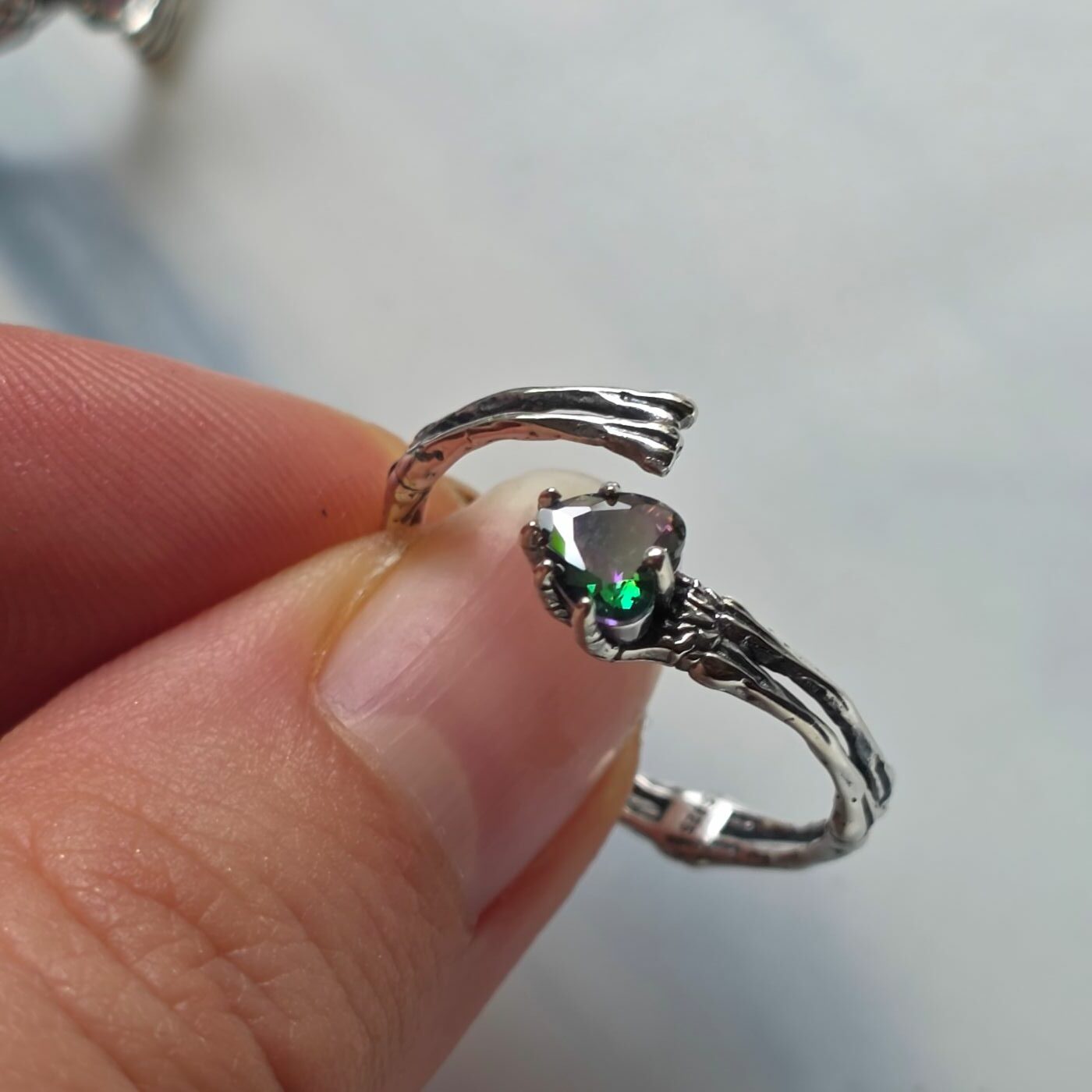 Dark Alchemy Open Adjustable Heart Ring in Sterling Silver - Image 4
