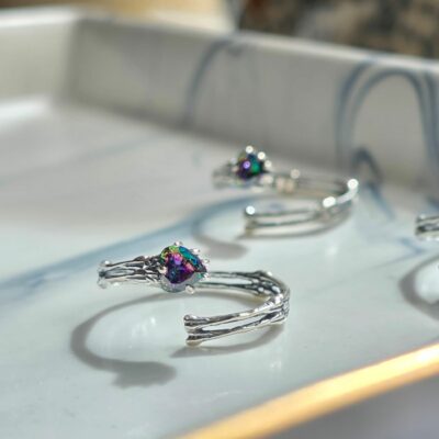 Dark Alchemy Open Adjustable Heart Ring in Sterling Silver
