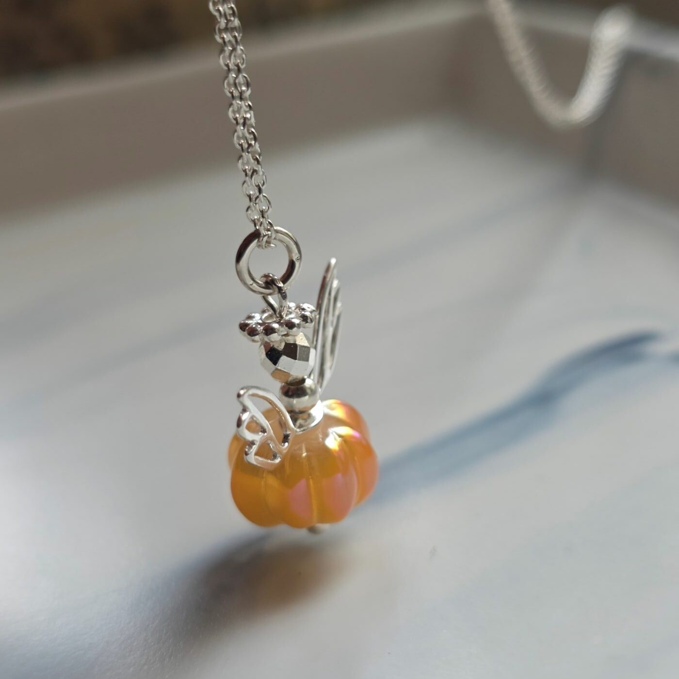 Fairy Godmother Pumpkin Necklace in Sterling Silver - Image 3