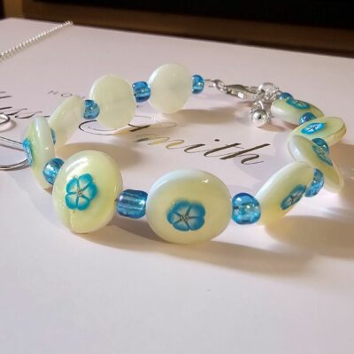 Forget Me Not Mother of Pearl Bracelet in Sterling Silver