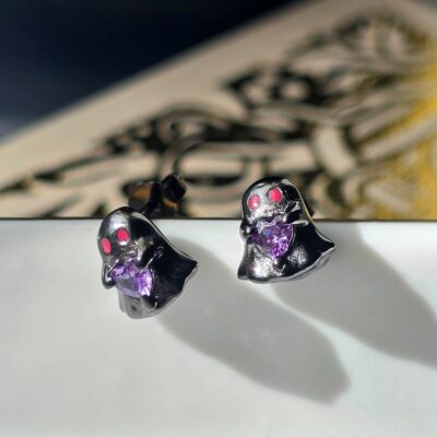 Ghostly Hollow Studs in Black Sterling Silver