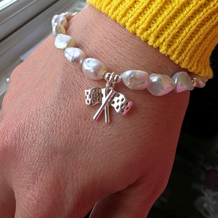 Hamilton Podium Organic Keshi Freshwater Pearl Double Flag Bracelet in Sterling Silver - Image 5