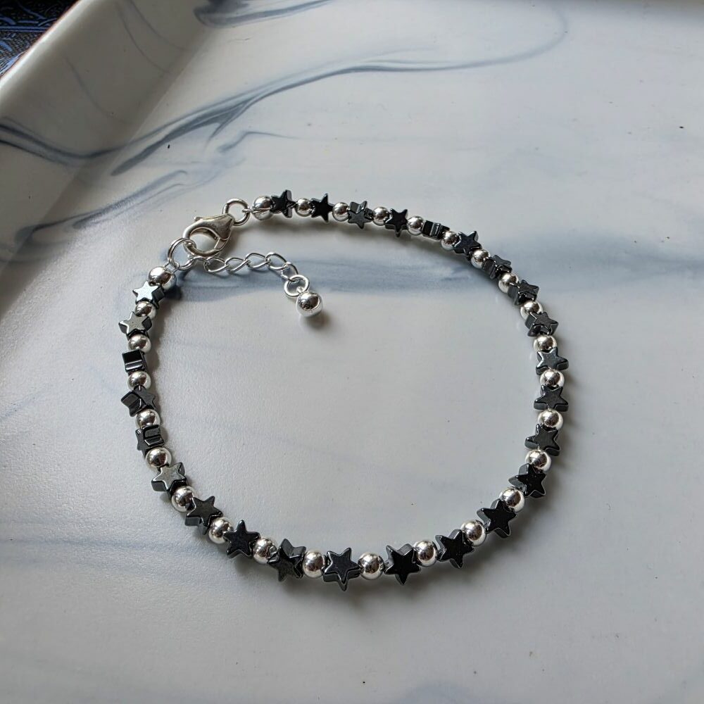 Practical Magic Mini Hematite Stars Bracelet in Sterling Silver