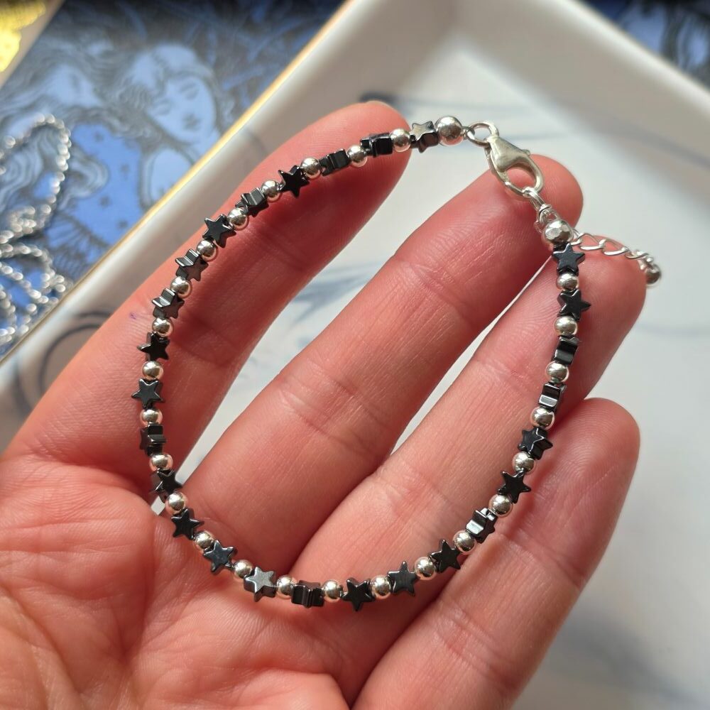 Practical Magic Mini Hematite Stars Bracelet in Sterling Silver - Image 2