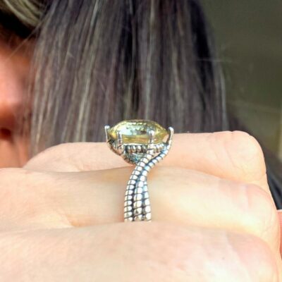 Serpent's Ceremony Citrine Adjustable Ring in Sterling Silver