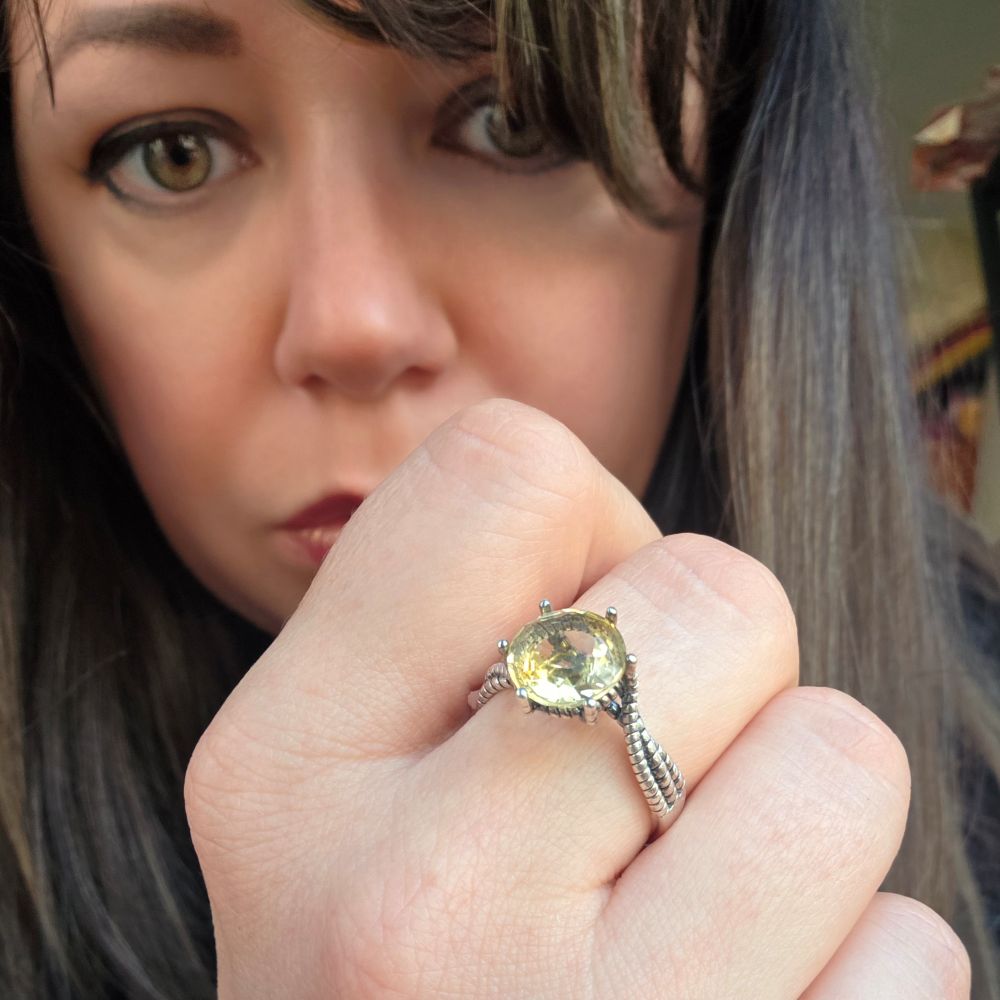 Serpent's Ceremony Citrine Adjustable Ring in Sterling Silver - Image 4