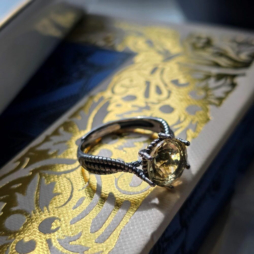 Serpent's Ceremony Citrine Adjustable Ring in Sterling Silver - Image 2