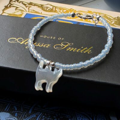 The Witches Companion Mother of Pearl Cat Bracelet in Sterling Silver