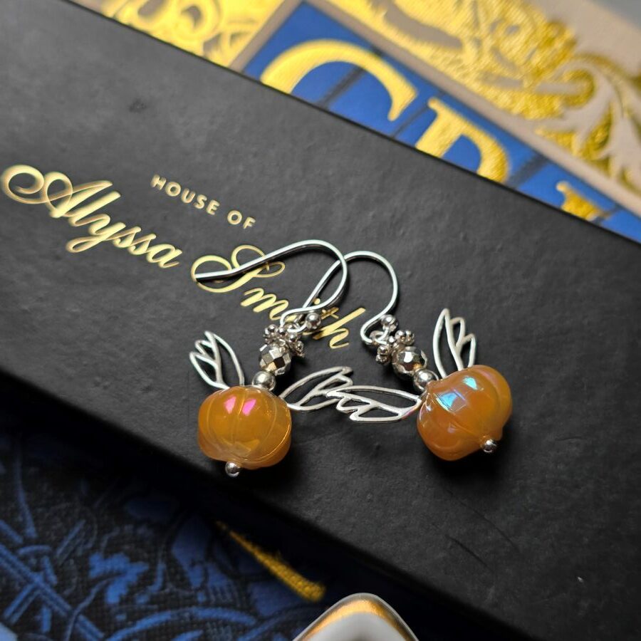 Fairy Godmother Pumpkin Drop Earrings in Sterling Silver - Image 3