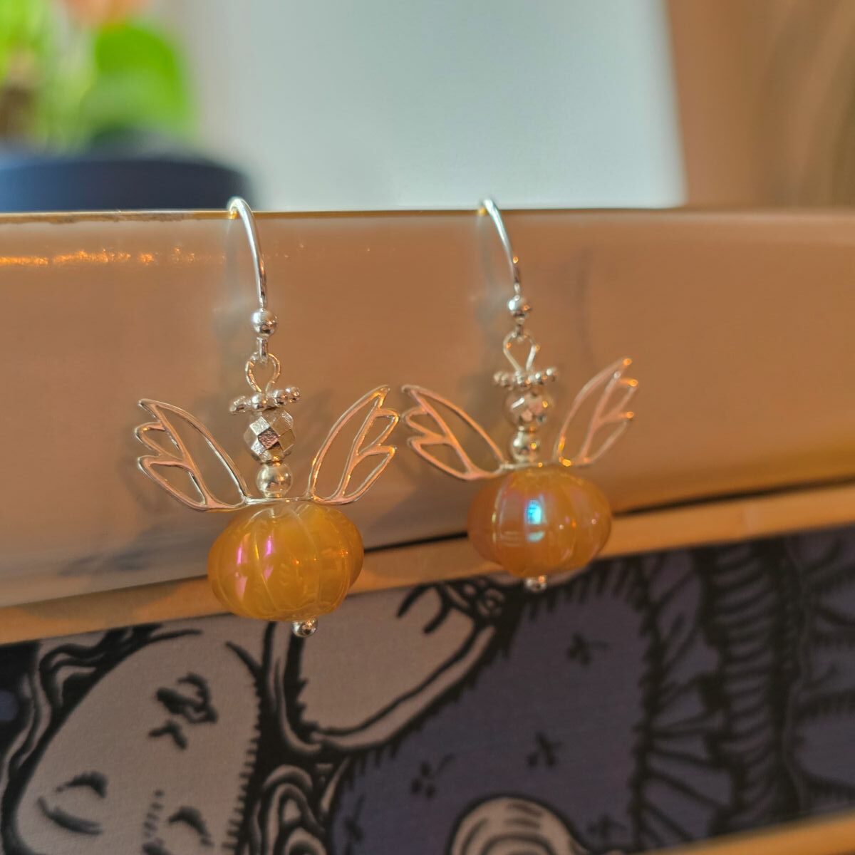 Fairy Godmother Pumpkin Drop Earrings in Sterling Silver - Image 4