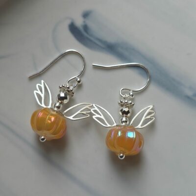 Fairy Godmother Pumpkin Drop Earrings in Sterling Silver