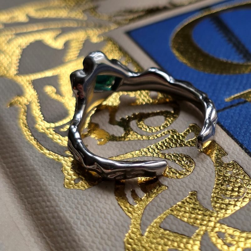 Wizard's Wish Emerald Adjustable Open Ring in Sterling Silver - Image 5