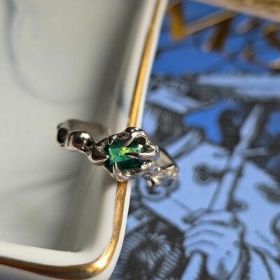 Wizard's Wish Emerald Adjustable Open Ring in Sterling Silver