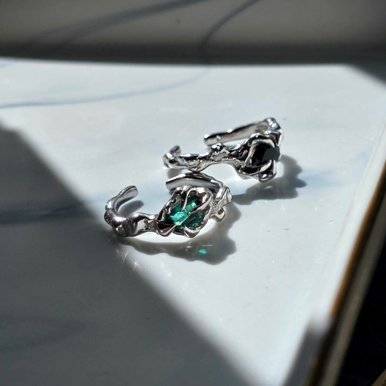 Wizard's Wish Emerald Adjustable Open Ring in Sterling Silver - Image 6