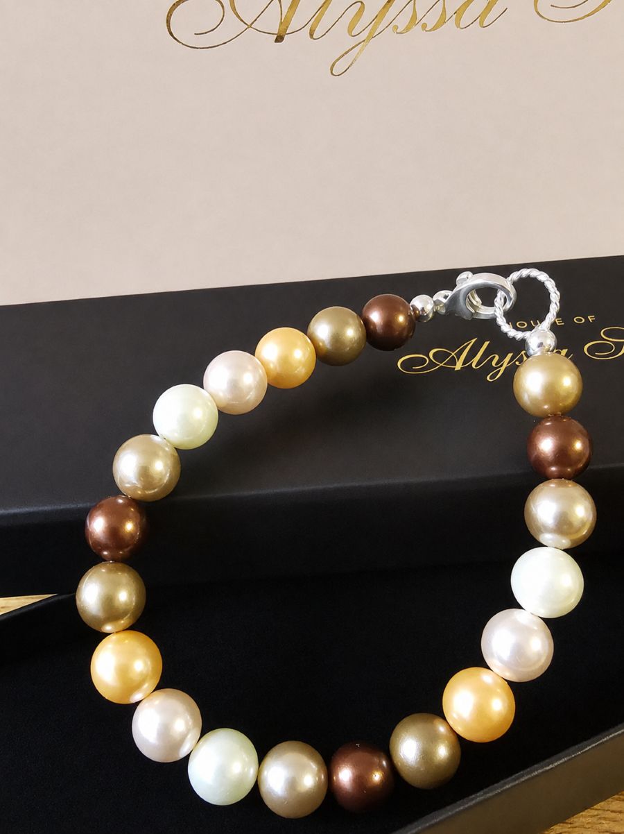 Pumpkin Spiced Paddock Pearl Bracelet in Sterling Silver - Image 6