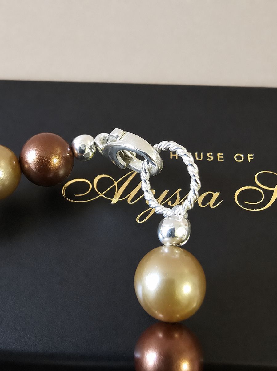 Pumpkin Spiced Paddock Pearl Bracelet in Sterling Silver - Image 9