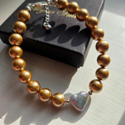 Elle Woods Limited Edition Keshi Freshwater Pearl Heart Bracelet in Champagne