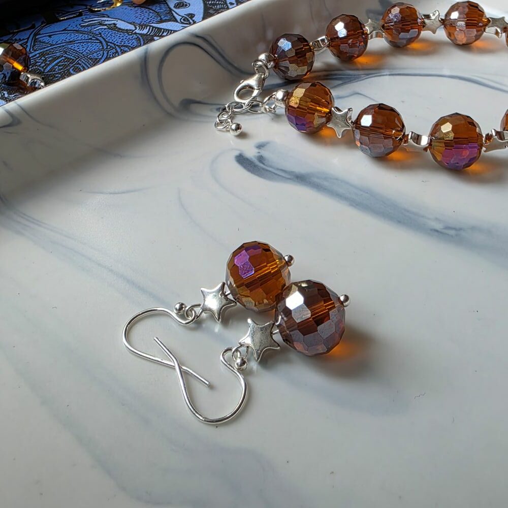 Nina Disco Stars Drop Earrings -Maple Syrup Edition in Sterling Silver