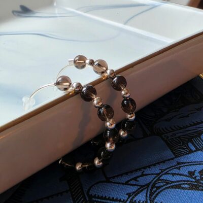 Smokey Quartz Gemstone Hoops in Sterling Silver