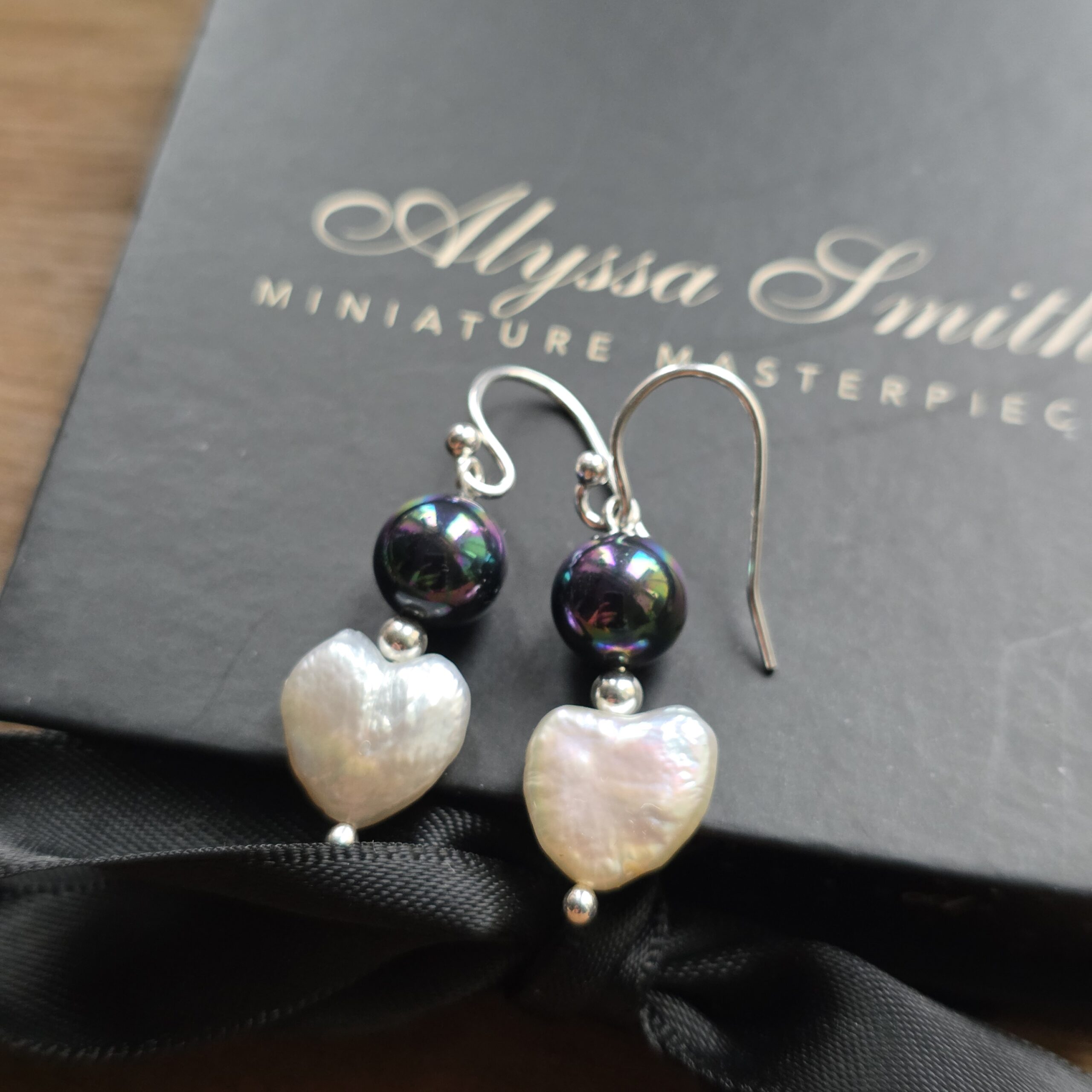 Cosmic Night Elle Woods Limited Edition Keshi Freshwater Pearl Heart Drop Earrings - Image 2