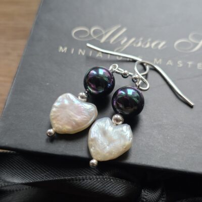 Cosmic Night Elle Woods Limited Edition Keshi Freshwater Pearl Heart Drop Earrings