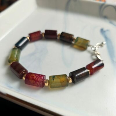 Autumn Embers Tourmaline Gemstone Impact Bracelet in Sterling Silver