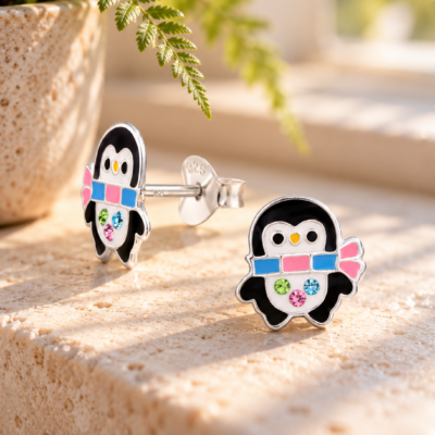 Adorable Penguin Studs in Sterling Silver