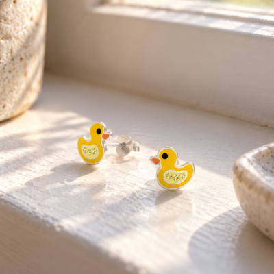 Ducky the Duck Studs in Sterling Silver